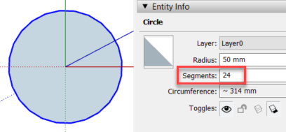 sketchup number of segments are too large for a given angle and radius