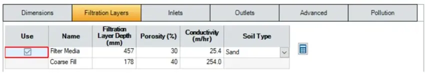 SuDS parameterisation in InfoDrainage